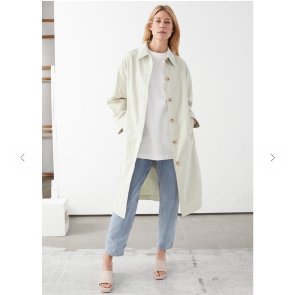 & Other Stories Neutral Beige Lightweight Trench Coat - Picture 11 of 13